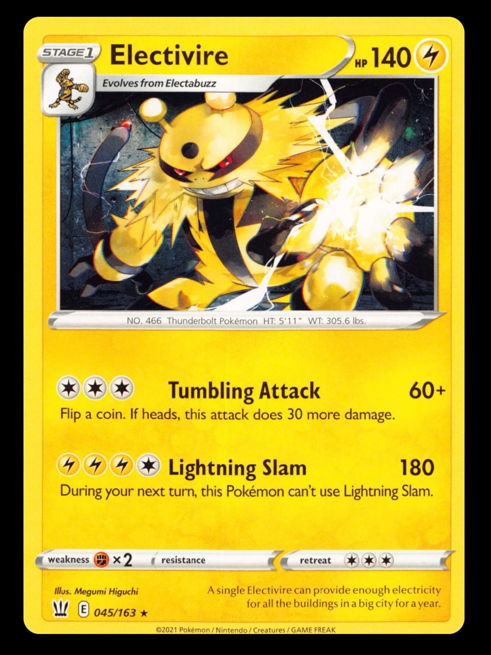 POKEMON CARD TCG - Electivire - Battle Styles - Rare - 045/163